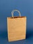 Brown paper bag on a blue