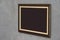 brown paper on brown and gold rectangle frame on cement wall background, object, decor, fashion, gift, photo, banner, template,