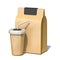 Brown paper carry bag with paper cup 3D