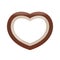 Brown pastel color wood frame Heart shape isolated white background, Heart-shape frame for lover photo wedding and familly, Wooden