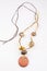 Brown pearl handmade necklace jewerly fashion on white background