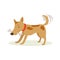 Brown Pet Dog Carrying Bone In Teeth, Animal Emotion Cartoon Illustration