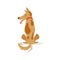 Brown Pet Dog Turned Its Back Sulking, Animal Emotion Cartoon Illustration