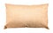 Brown pillow isolated on white background. Soft cushion made from burlap material. Clipping path