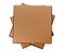 Brown pizza boxes, stack, isolated, copy space