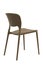 Brown plastic outdoor chair, back view. Cafe or home furniture.