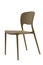 Brown plastic outdoor chair, front view. Cafe or home furniture.