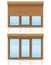 Brown plastic window with rolling shutters vector illustration