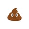 Brown poop emoticon. Cute shit icon. Isolated.