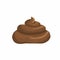 Brown poop vector illustration. Pile of dog poo in flat cartoon style isolated on white background. Funny excrement art.