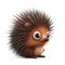 A brown porcupine with a black nose and a black nose is on a white background
