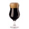 Brown porter beer in wineglass with foam isolated on white background.