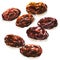 Brown raisins, dried berries of grapes. Vegetarian healthy snack, natural tasty sweets, organic food. Isolated objects