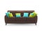 Brown Realistic Sofa With Decorative Cushions