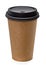 Brown recycled takeaway coffee cup with black cap