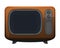 Brown retro television object on white