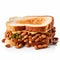 Brown Rice And Beans Sandwich On White Background