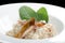 Brown rice risotto with smoked fish