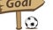 Brown road sign and soccerball
