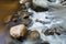 Brown rock watercourse with flowing water