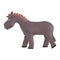 Brown rubber donkey on a white background. Children's toy. 3d rendering