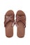 Brown rubber flip flops on a white background