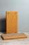 Brown Sadhu wooden boards with nails for yoga and spiritual practices on the grey background