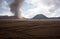 Brown sandy foot of the active Volcano mount Bromo early in the morning at the Tengger Semeru National Park.