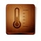 Brown Sauna thermometer icon isolated on white background. Sauna and bath equipment. Wooden square button. Vector