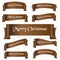 Brown shiny color merry christmas slogan curved ribbon banners eps10