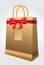Brown shopping bag with paper handles and red bow