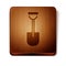 Brown Shovel icon isolated on white background. Gardening tool. Tool for horticulture, agriculture, farming. Wooden