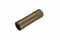 Brown silencer for weapons. Suppressor that is at the end of an assault rifle. Isolate on a white back