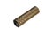 Brown silencer for weapons. Suppressor that is at the end of an assault rifle. Isolate on a white back