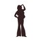Brown silhouette of cowgirl in hat flat style, vector illustration