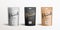 Brown, Silver and Black kraft paper pouch bags, front view packaging mock up collections design