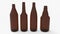 Brown soda bottles. Beer bottles. Isolated on white. Clipping path. 3D Rendering.