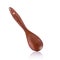 Brown spoon and fork made from palm wood. Studio shot isolated o