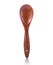 Brown spoon and fork made from palm wood. Studio shot isolated o