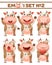 Brown spotted cow cartoon character emoji set in various emotions vector Illustration