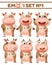 Brown spotted cow cartoon character emoji set in various emotions vector Illustration