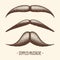 Brown stippled vintage mustache. Curly facial hair. Hipster beard. Stippling, dot drawing and shading, stipple pattern