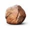 A brown stone single granite boulder large river rock isolated big rock geology on white background.