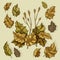 Brown stylized leaves