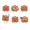 Brown suitcase cartoon character with love cute emoticon