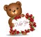 Brown Teddy bear with greeting card