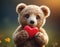 Brown Teddy Bear Holding Red Heart - Gift Of Love for Someone Special. An adorable brown teddy bear grasping a red heart