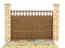 Brown textured decorated isolated concrete fence isolated over w