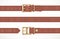 Brown thin leather belt buttoned, unbuttoned and seamless middle part