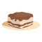 Brown tiramisu icon cartoon vector. Cake food